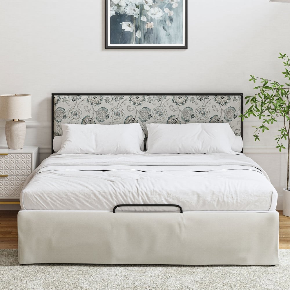 Oliver Modern Washable Slipcover Bed Upholstered Metal by HULALA HOME