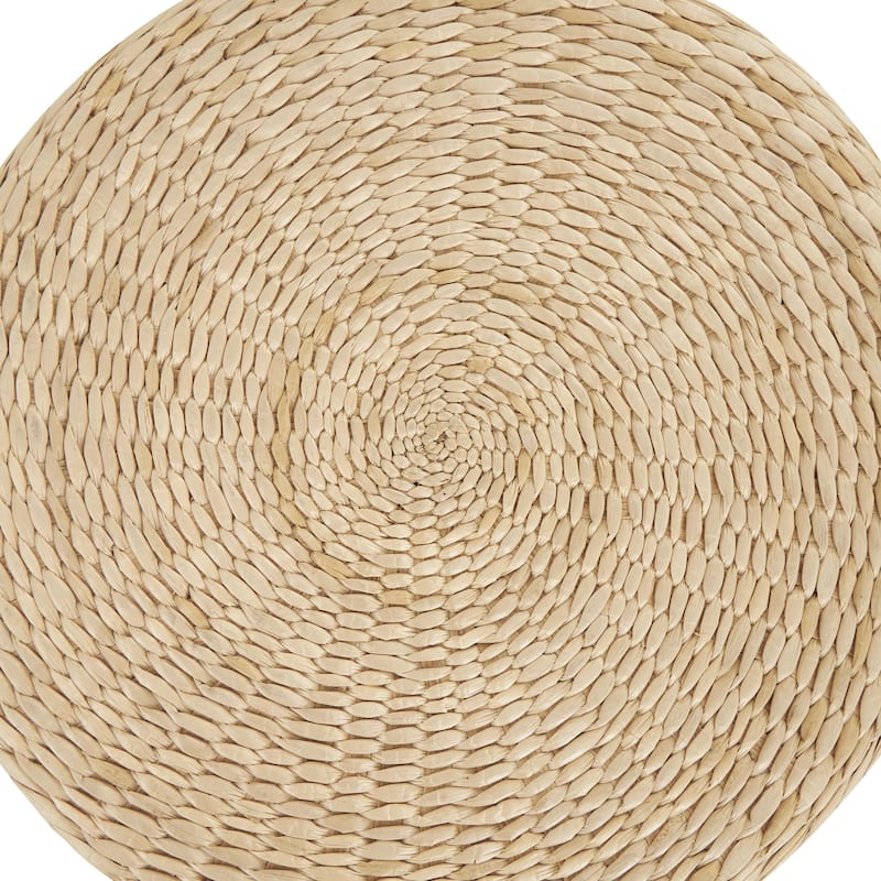Wooden Geometric Handmade Woven Two-Toned Accent Table with Seagrass Top - White or Black- Roche River Decor