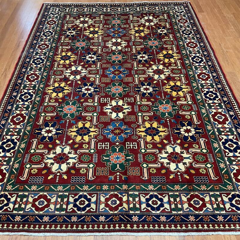 HERAT ORIENTAL Handmade Vegetable Dye Super Kazak Wool Rug - 6'5 x 9'7