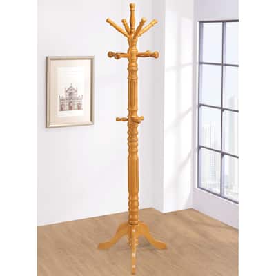 Traditional Charming Design Honey Finish Hall Tree Coat Rack