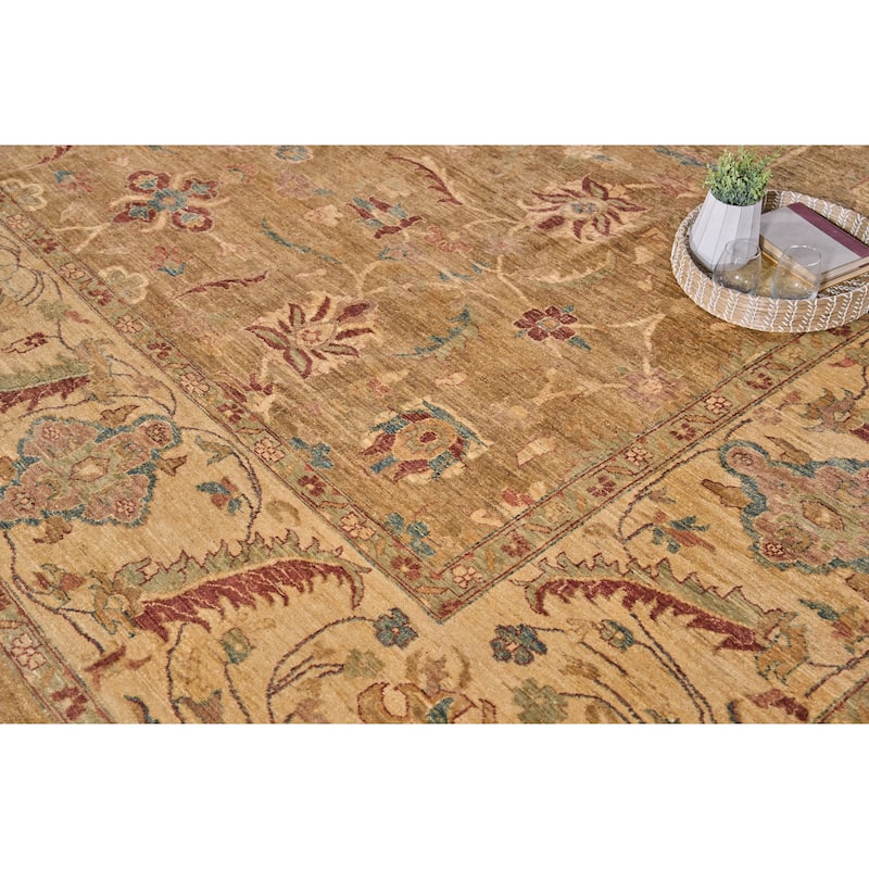 EXQUISITE RUGS ONE-OF-A-KIND Antique Weave Agra Hand Knotted Camel Rug - 12'x18'