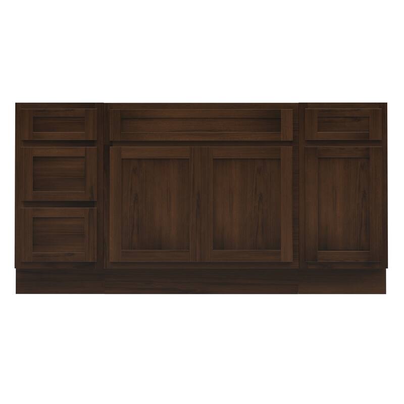 Vanity Art 63" Oak Freestanding Bathroom Vanity Cabinet without Top