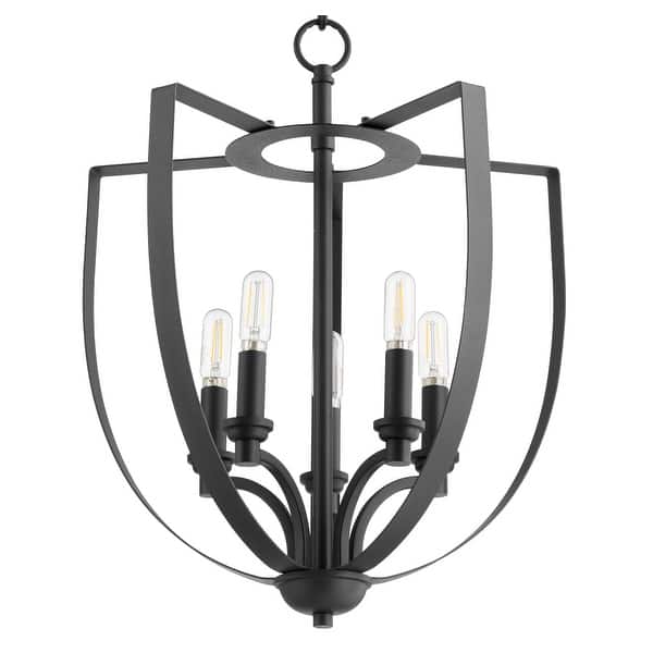 slide 2 of 3, Quorum International Dakota 5 Light 16" Wide Chandelier Noir