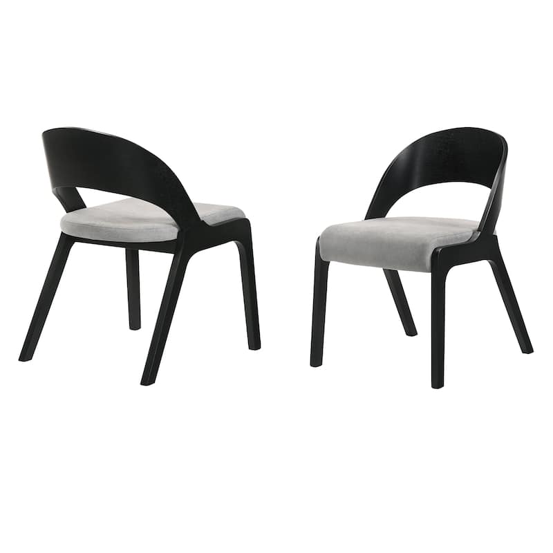 Polly Walnut or Black Wood Mid-Century Modern Kitchen Dining Chairs - Set of 2
