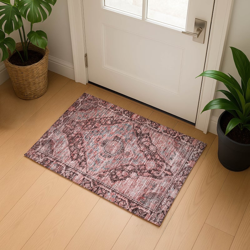 Premium Washable Super Soft Traditonal Marcus Mayfield Rug - Paprika - 1'8" x 2'6"