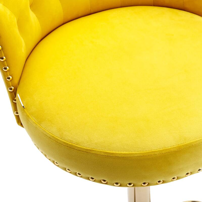 Velvet Adjustable Swivel Barstool w/ Footrest, Dining Bar Chairs, Set of 2