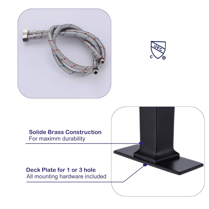 Modern Bathroom Sink Faucet Single Hole with Single Handle & Deck Plate in Gold