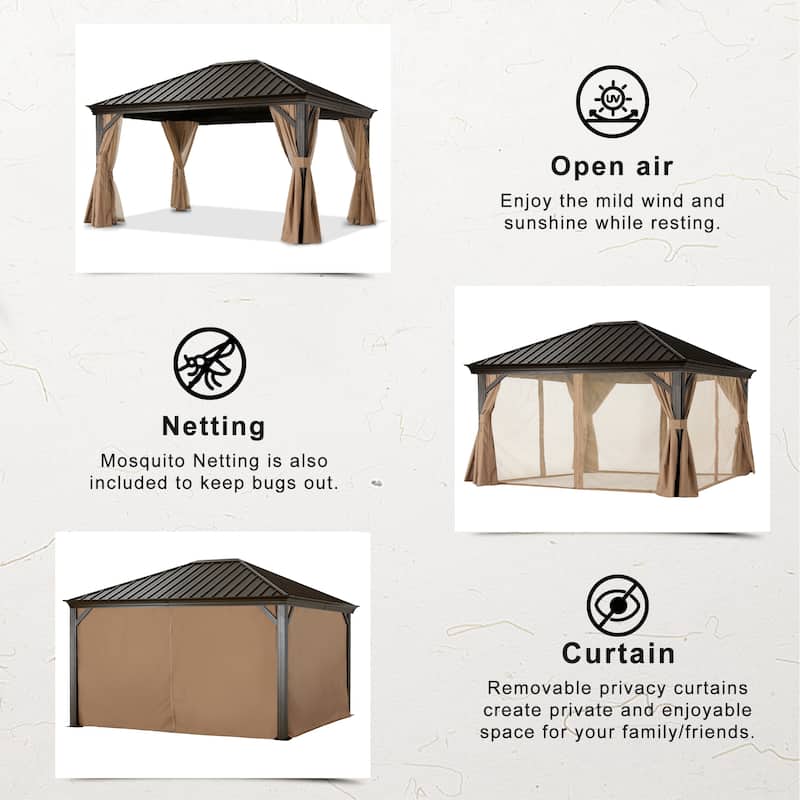 ABCCANOPY Outdoor Hardtop Gazebo with Galvanized Steel Double Roof