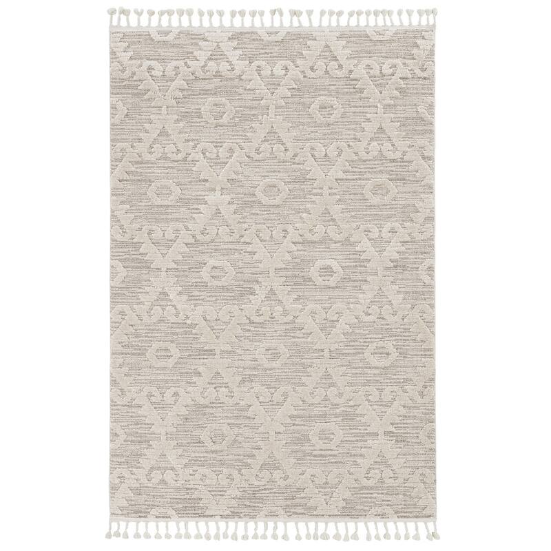 The Curated Nomad Roehamp Textured Southwestern Boho Rug with Fringe - 12' x 15'