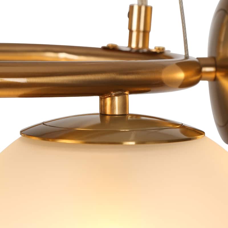 Modern Gold 5-Light Wheel Chandelier Glass Ceiling Pendant Light - L19.7" x W11.8" x H9.8"