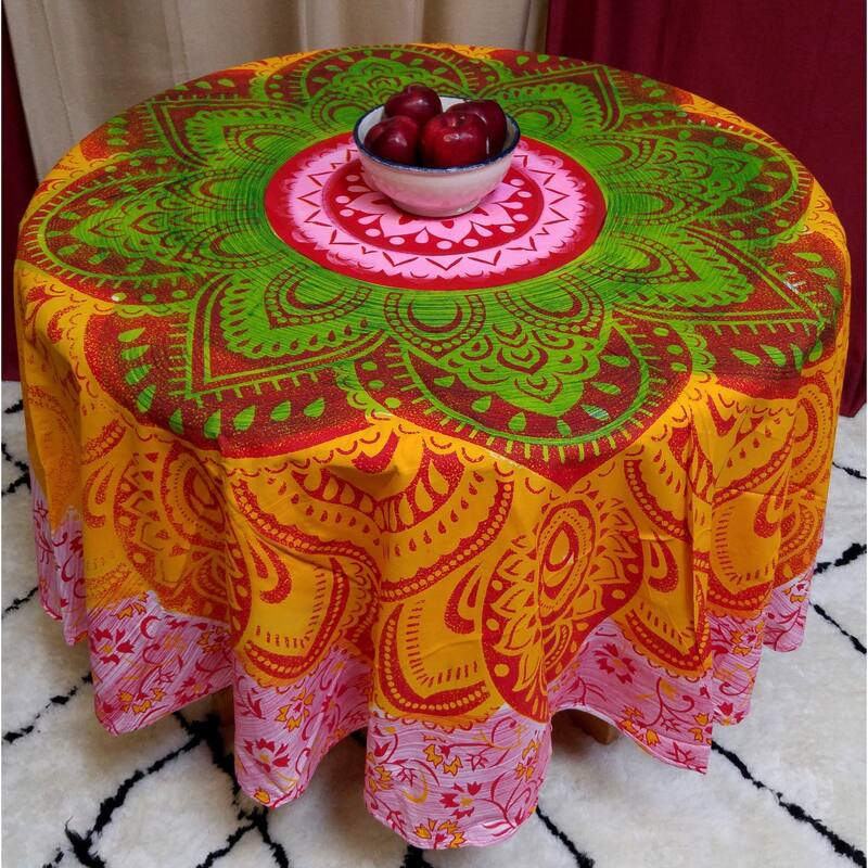 Cotton Flamboyant Elephant Floral Round Tablecloth Collection