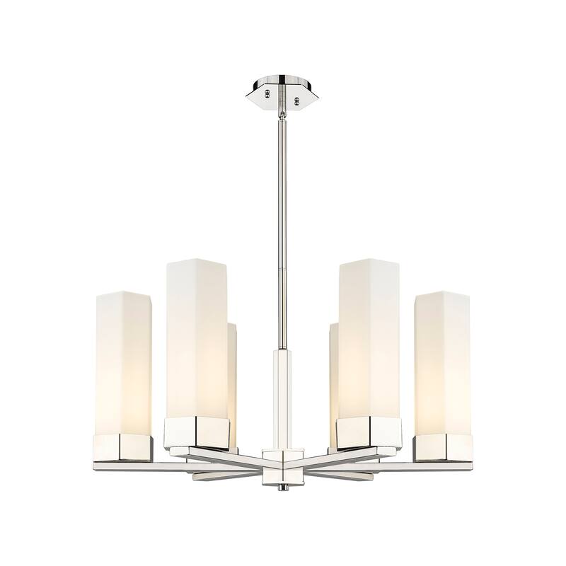 Innovations Lighting Claverack - 6 Light 14" Stem Hung Chandelier - Polished Nickel/Matte White