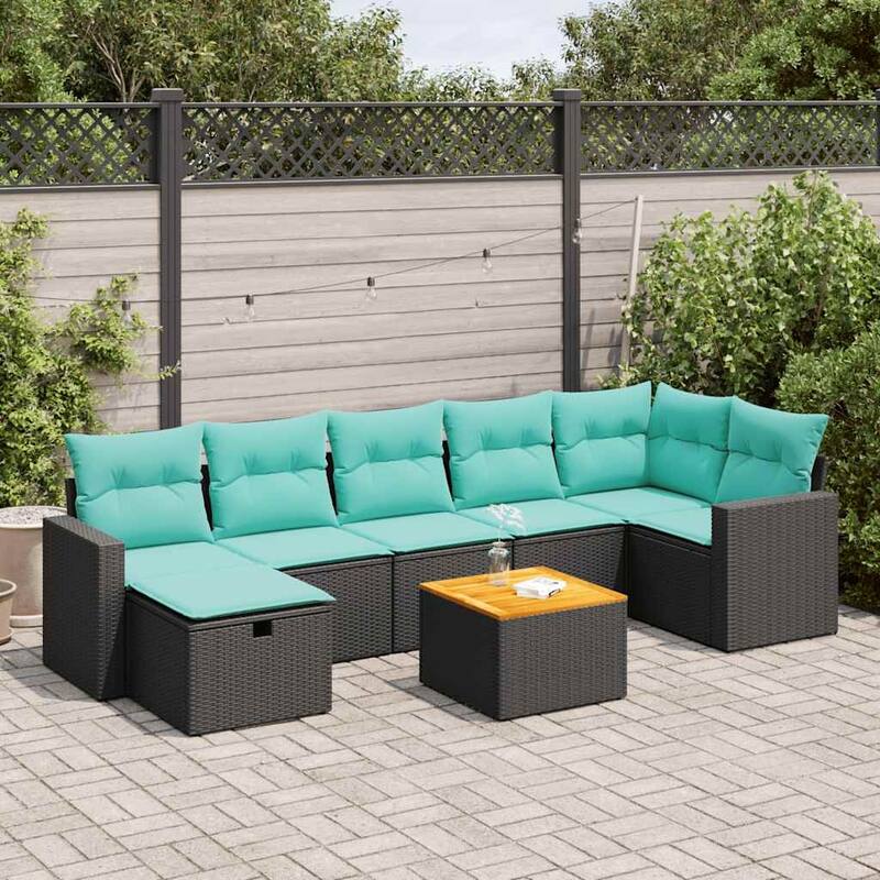 vidaXL Patio Sofa Set with Cushions Table and Corner Sofas 8 Piece Poly Rattan - 21.7 x 24.4 x 27.2