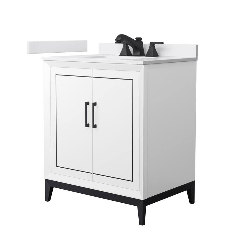Wyndham Collection WCH5151-30S-VCA-US3MXX Marlena 30" Free Standing - White / White Cultured Marble Top / Matte Black