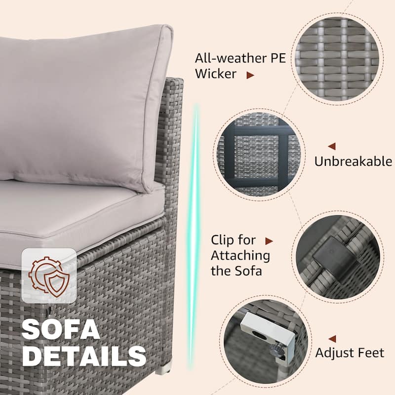 7-Piece Wicker Patio Conversation Set with Cushions