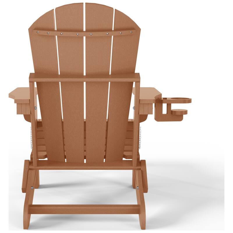 Laguna Outdoor Folding Adjustable Adirondack Chair with Cup Holder & Hideaway Ottoman (Set of 2)