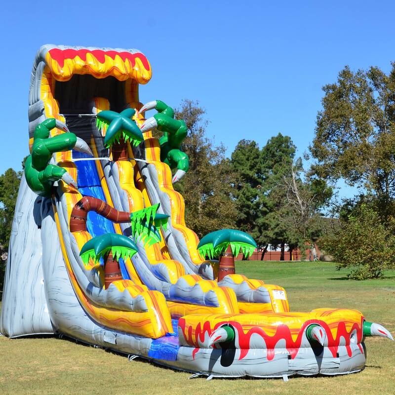 JumpOrange 25' T-Rex Commercial Grade inflatable Water Slide with Attached Splash Pool (with Air Blower), Outdoor Play