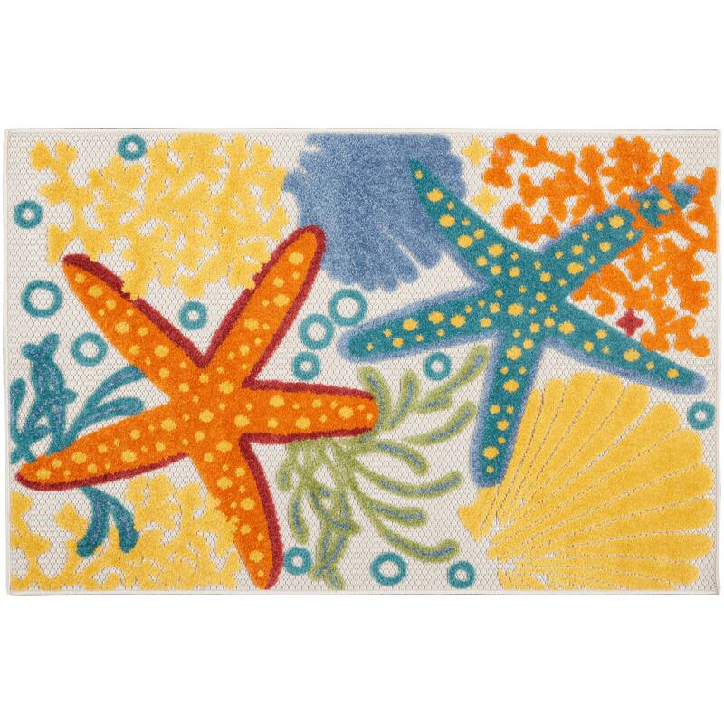 Nourison Aloha Coastal Beach Starfish Indoor/Outdoor Area Rug