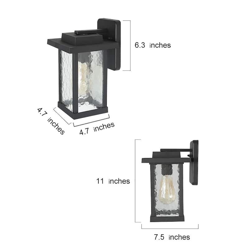 Havenside Home Modern Farmhouse 1-Light Outdoor Lantern Light with Textured Glass - W6.5"x H11"x E7.5"
