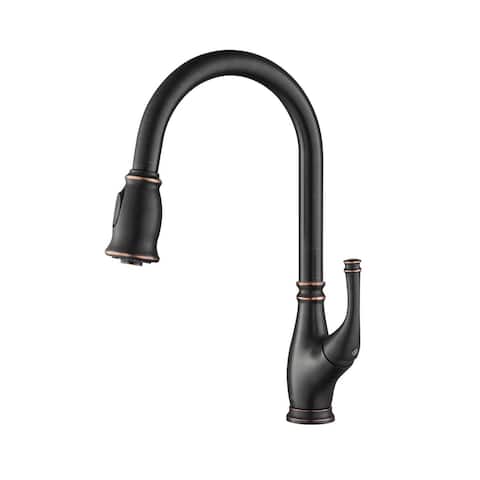 High Arc Pull Out Single Level Lead Free Brass Kitchen Faucet with Sprayer and Magnetic Docking