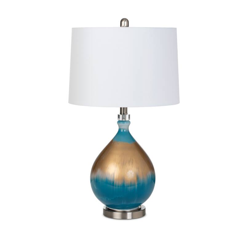 Lux Lighting 27" Gold/Blue Glass Table Lamp, (Set of 2) 3-Way Switch