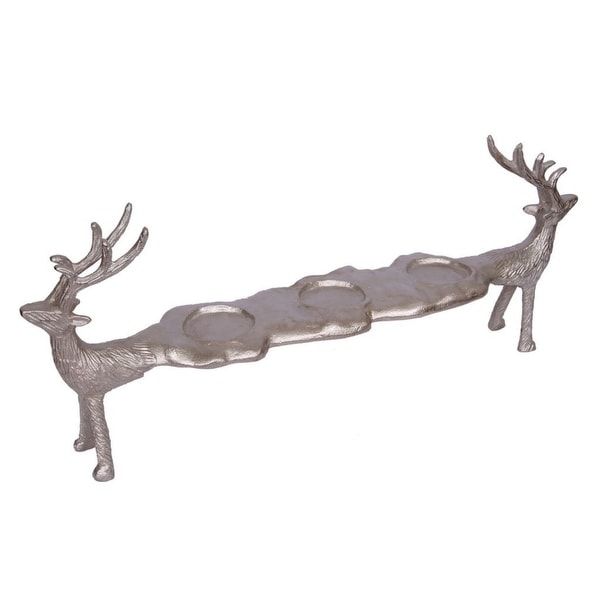 21" Bronze Reindeer Three-Light Distressed Votive Candle Holder - N/A