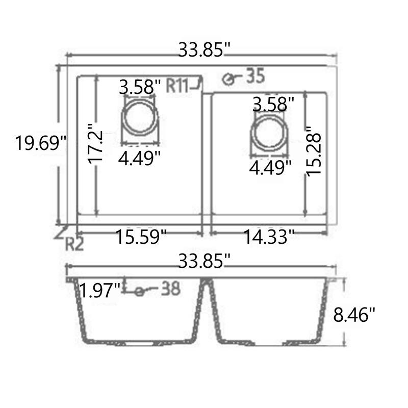 Undermount Double Bowl Kitchen Sinks In Various sizes