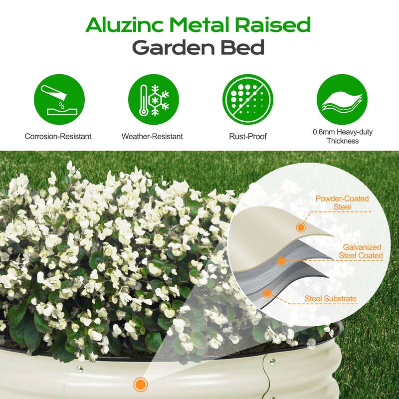 Aoodor 9'' Tall Aluzinc Metal Raised Garden Bed 30'' Round - 30"x9"