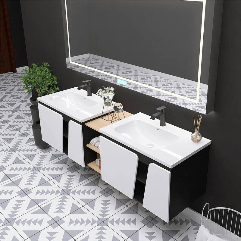 Bathroom Vanity With Sink In 32/36/40/84/76/92 Inch, Floating Bathroom Vanity With Soft Close Door
