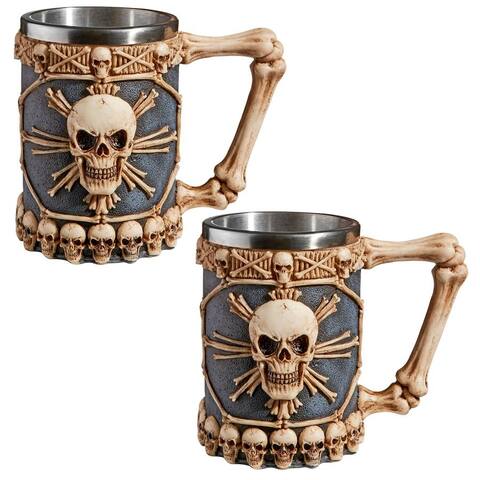 Design Toscano Skullduggery Tankard Mugs: Set of 2