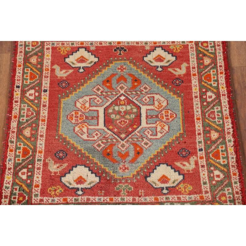 Traditional Shiraz Persian Vintage Square Rug Hand-Knotted Wool Carpet - 2'2" x 2'1"