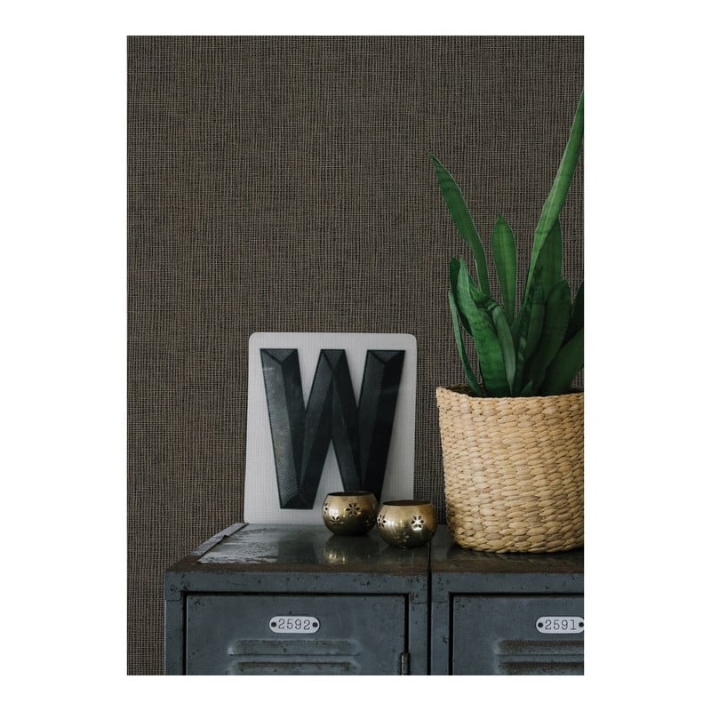 Advantage Seaton Black Linen Texture Wallpaper - 21 x 396 x 0.025