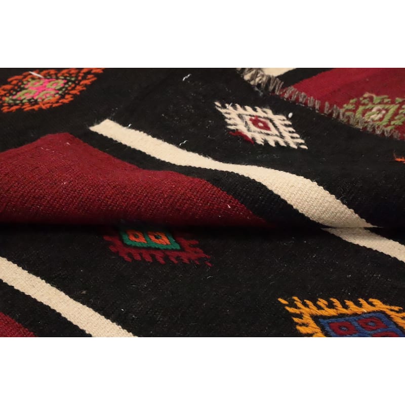 Hand Woven Oriental 100% Wool Carpet Southwestern Tribal Red Kilim Area Rug - 10' 2'' X 5' 10''