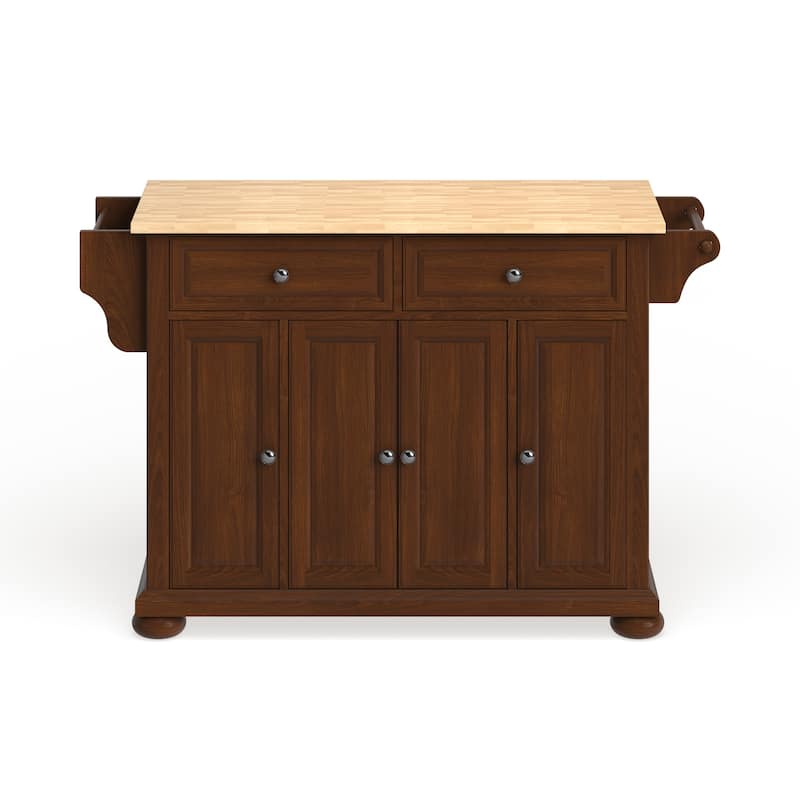 Crosley Alexandria Wood Top Full Size Kitchen Island/Cart in Classic Cherry Finish - 18"d x 51.5"w x 34"h