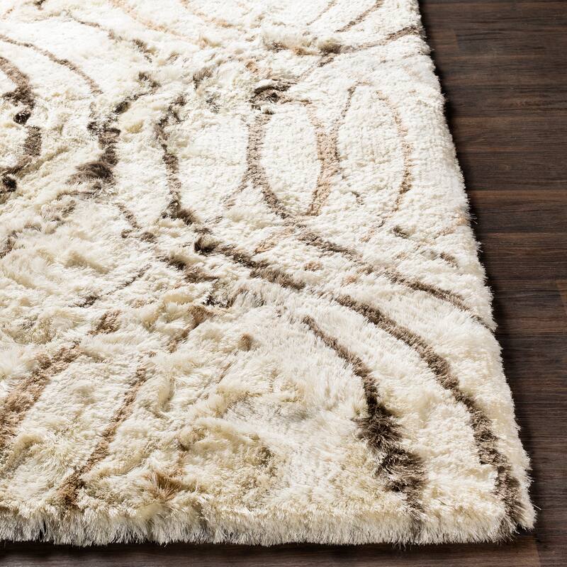 Marco Cream/ Charcoal Hand Tufted Shag Area Rug - 5' x 7'6"