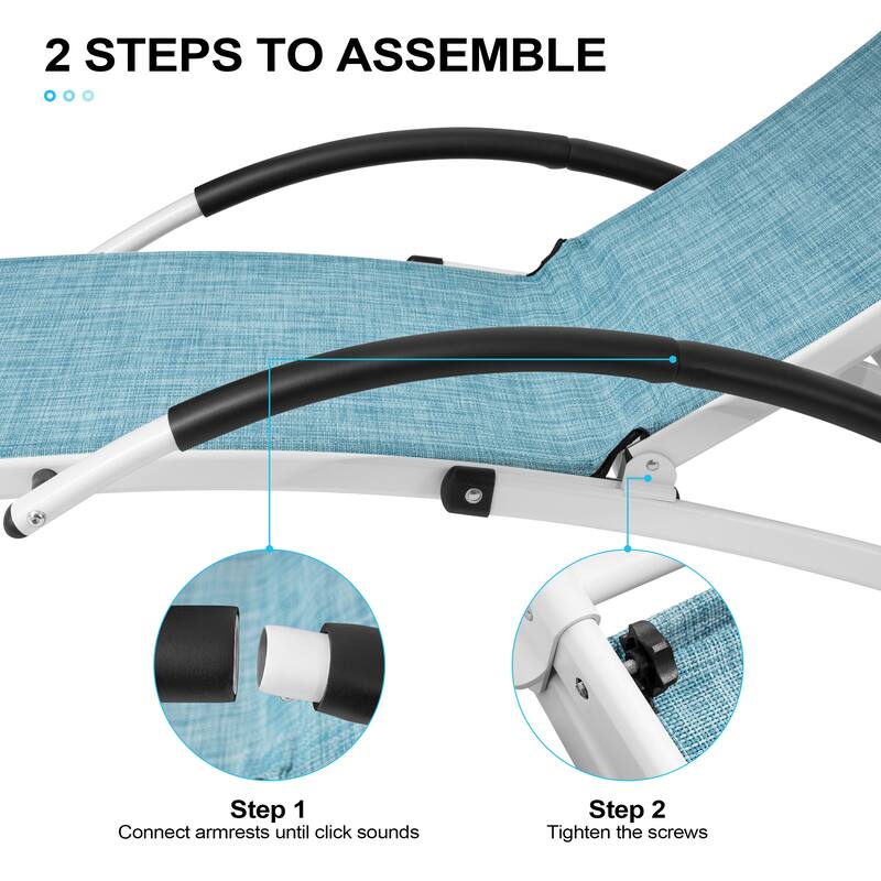 Crestlive Products Outdoor Adjustable Reclining Chaise Lounge Chair with Armrest