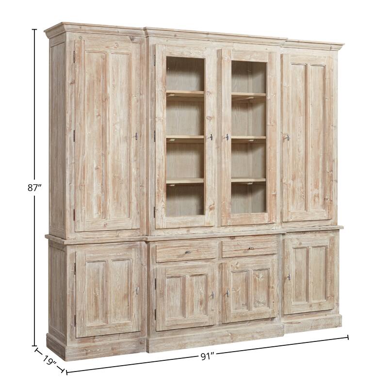 Wainscott Reclaimed Pine Shabby Chic 91-inch Display Cabinet
