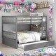 preview thumbnail 13 of 16, Modern Full Over Full Bunk Bed With Trundle,Convertible To 2 Full Size Platform Bed With Ladder And Safety Rails