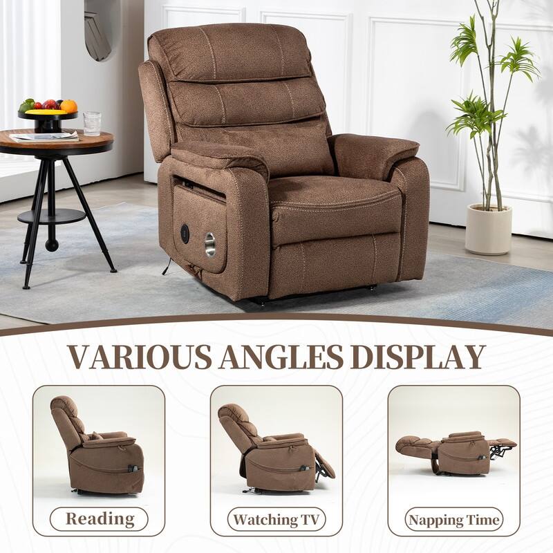 Deluxe Version Dual Motors Power Lift Recliner,Lay Flat 74.8 " Length,100% Polyester,Message/Heat,Eazy Assemble