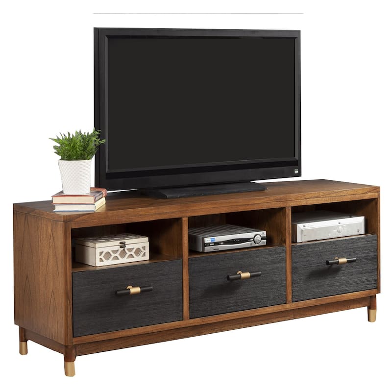 Walnut and Black Mid Century Modern TV Console - 24" x 61" x 18"