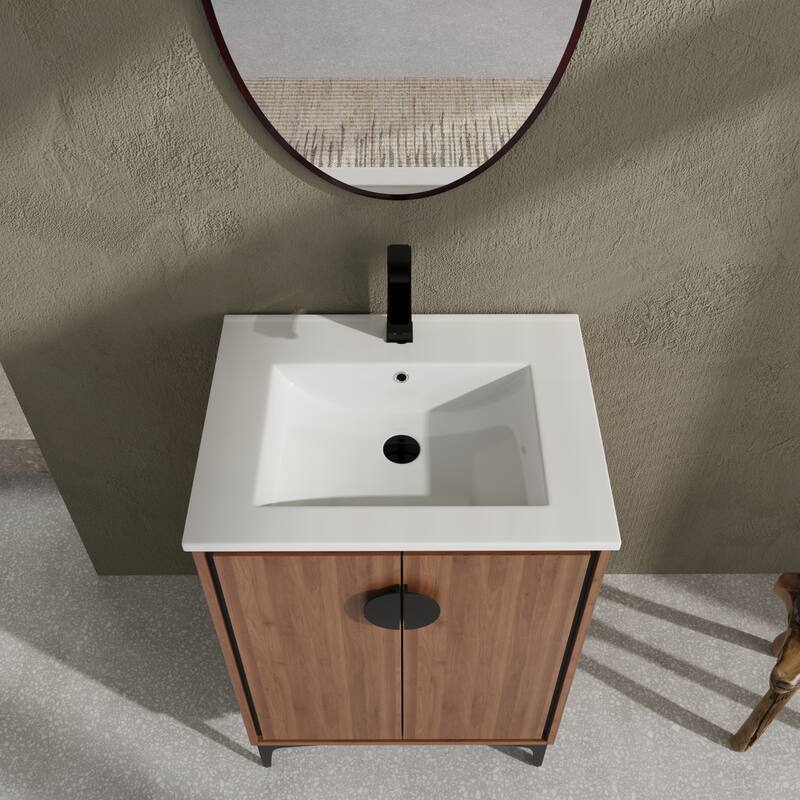 30-Inch Bathroom Vanity with Double Doors, Engineered Wood Cabinet, Floor-to-Ceiling Design, Ample Storage Space