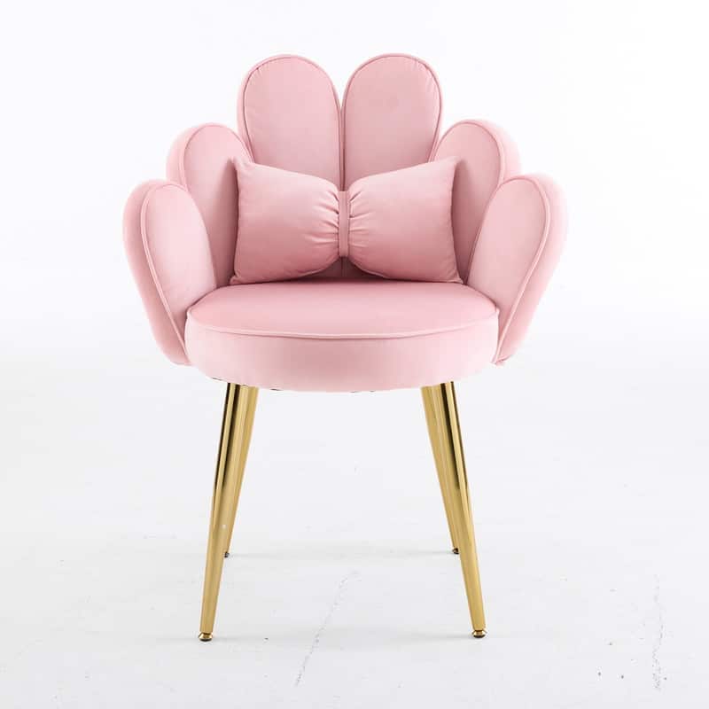 Scalloped Petal Velvet Accent Chair with Pillows
