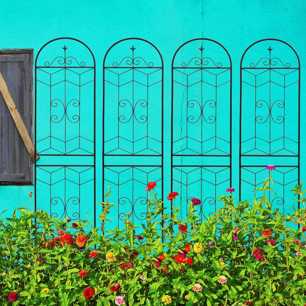 4 Pack Metal Garden Trellis 86.7in x 19.7in Rustproof Trellis