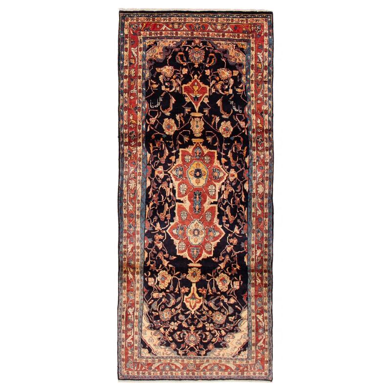 ECARPETGALLERY Hand-knotted Andelz Blue Wool Rug - 4'5 x 10'8 - Dark Blue - 4'5 x 10'8