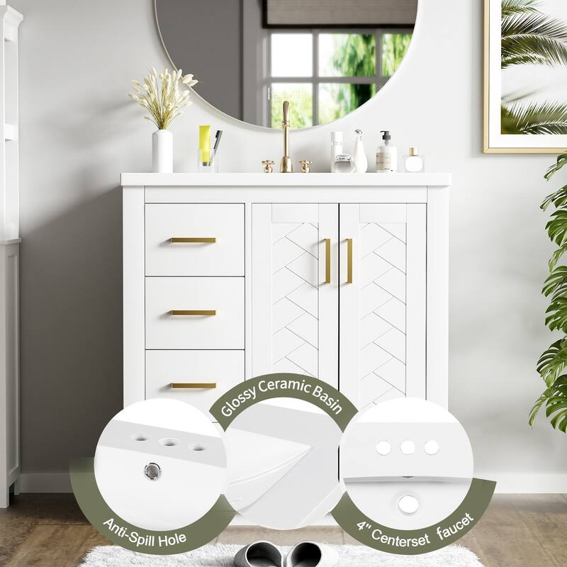 30" Bathroom Vanity with Ceramic Sink