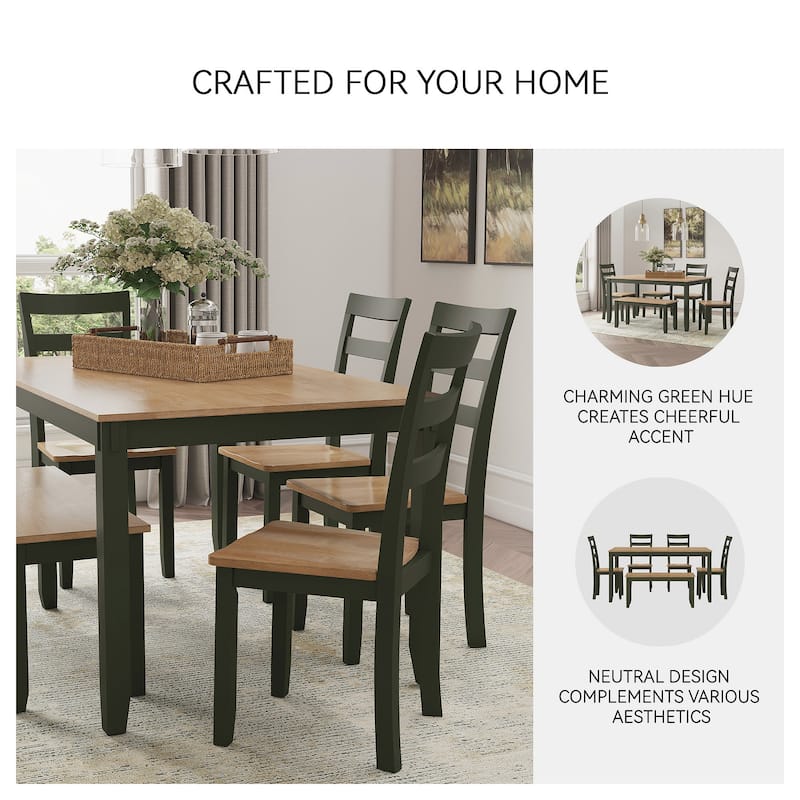 Signature Design by Ashley Gesthaven Dining Table with 4 Chairs and Bench (Set of 6)
