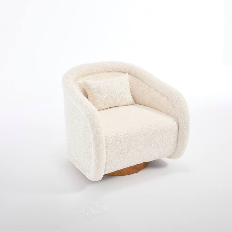 Swivel Accent Chair, 360-degree Swivel Barrel Chair with Velvet Fabric Upholstery, Comfy Pumpkin-Shaped Swivel Chair