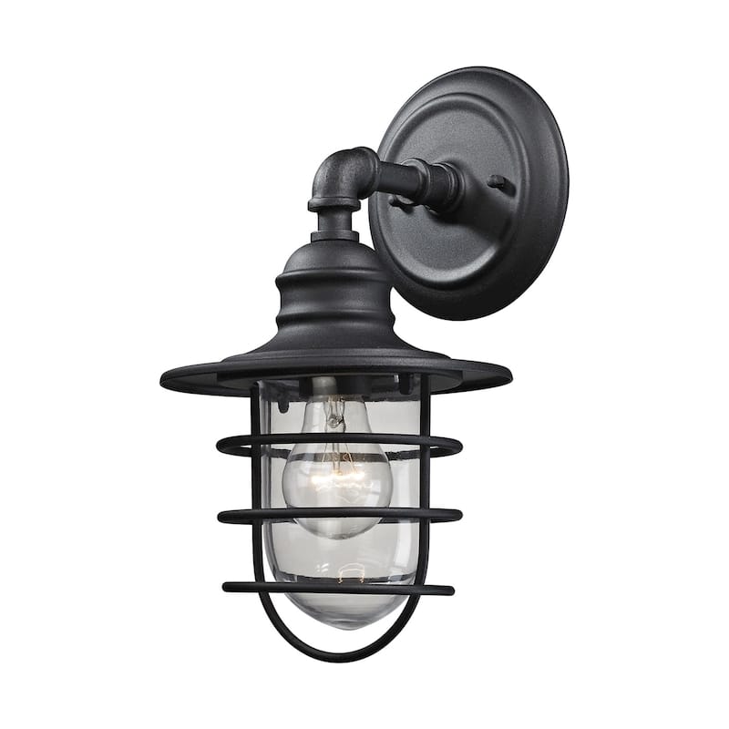 Vandon 13-inch High 1-Light Outdoor Wall Sconce in Textured Matte Black - 13-inch Tall