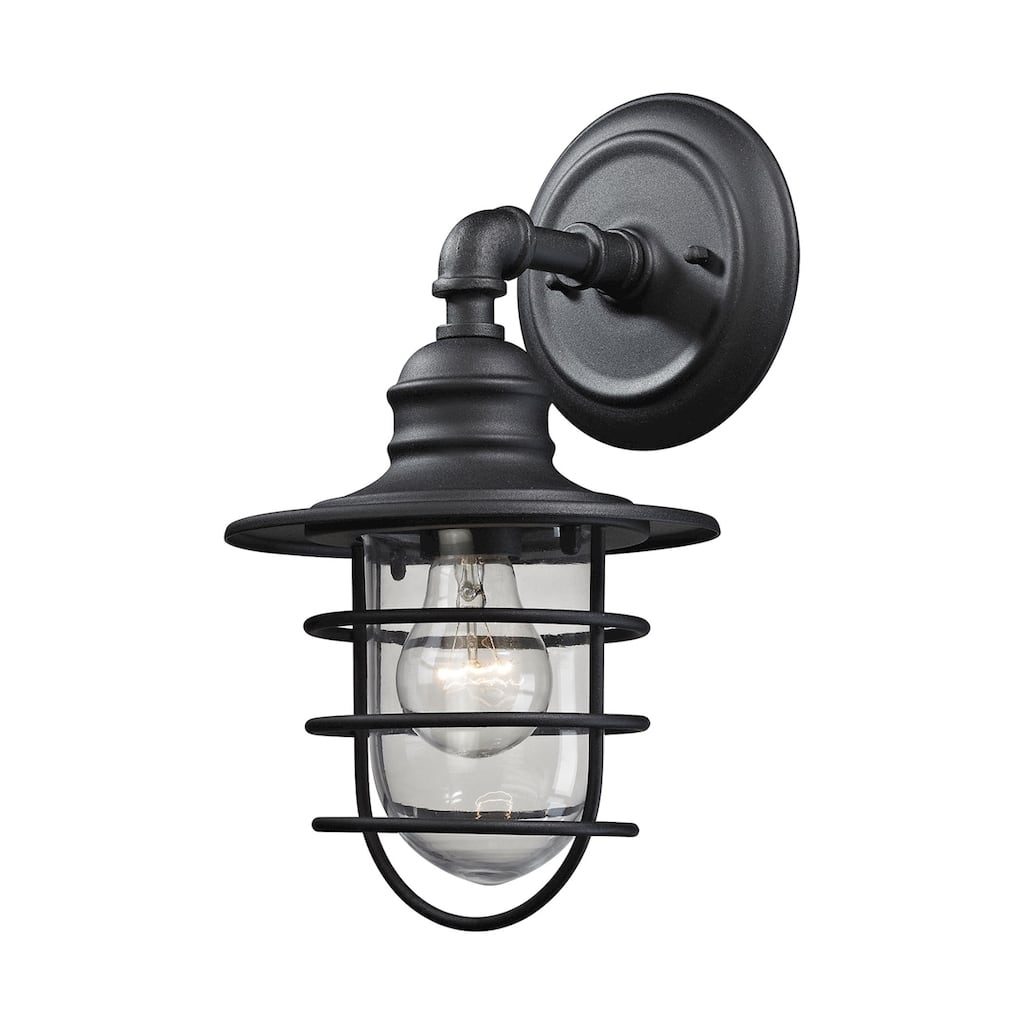Vandon 13-inch High 1-Light Outdoor Wall Sconce in Textured Matte Black - 13-inch Tall