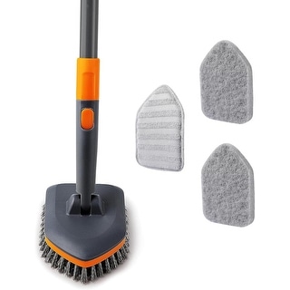 JEHONN Shower Scrubber Tub and Tile Cleaning Brush with Long Handle Orange  